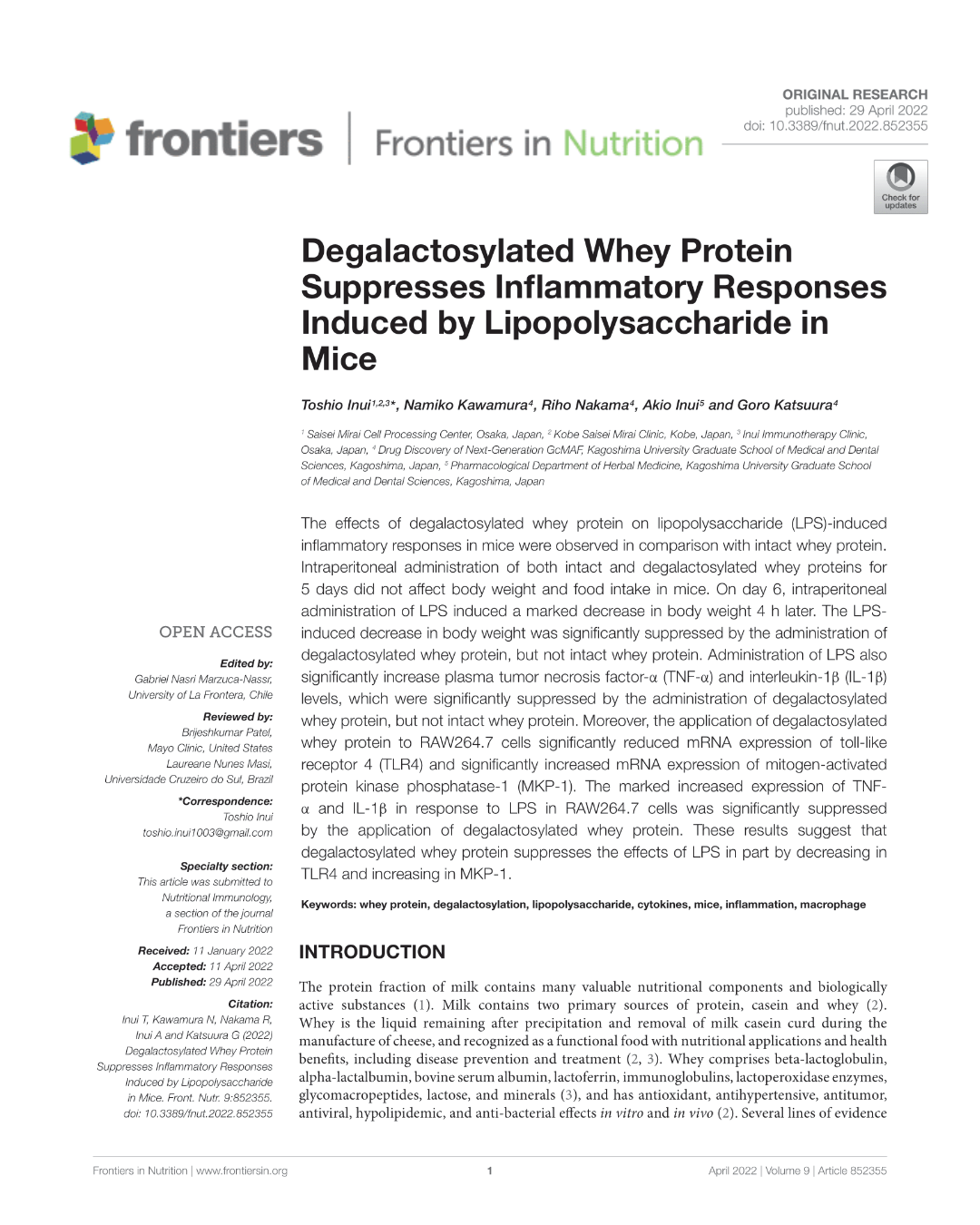 Frontiers inflammation study